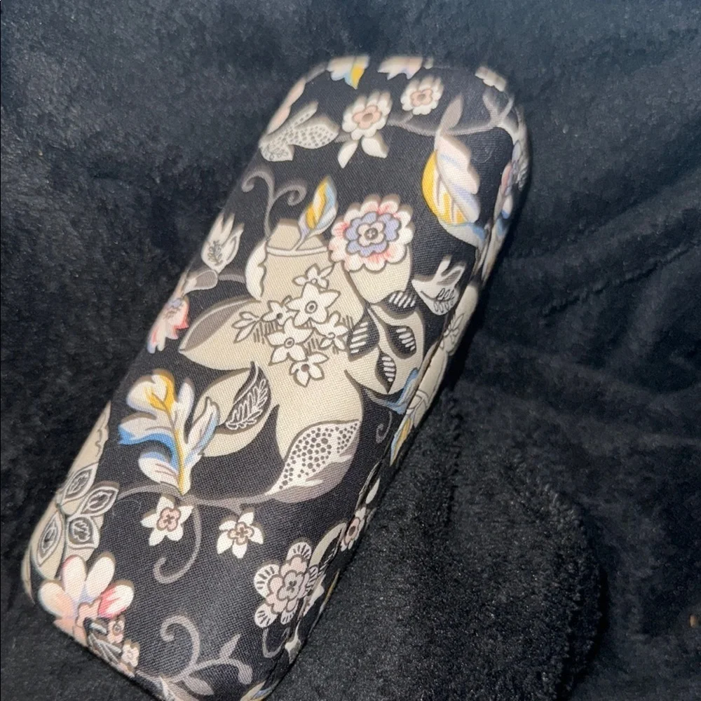 Vera Bradley Black and Cream Floral Cosmetic Bag